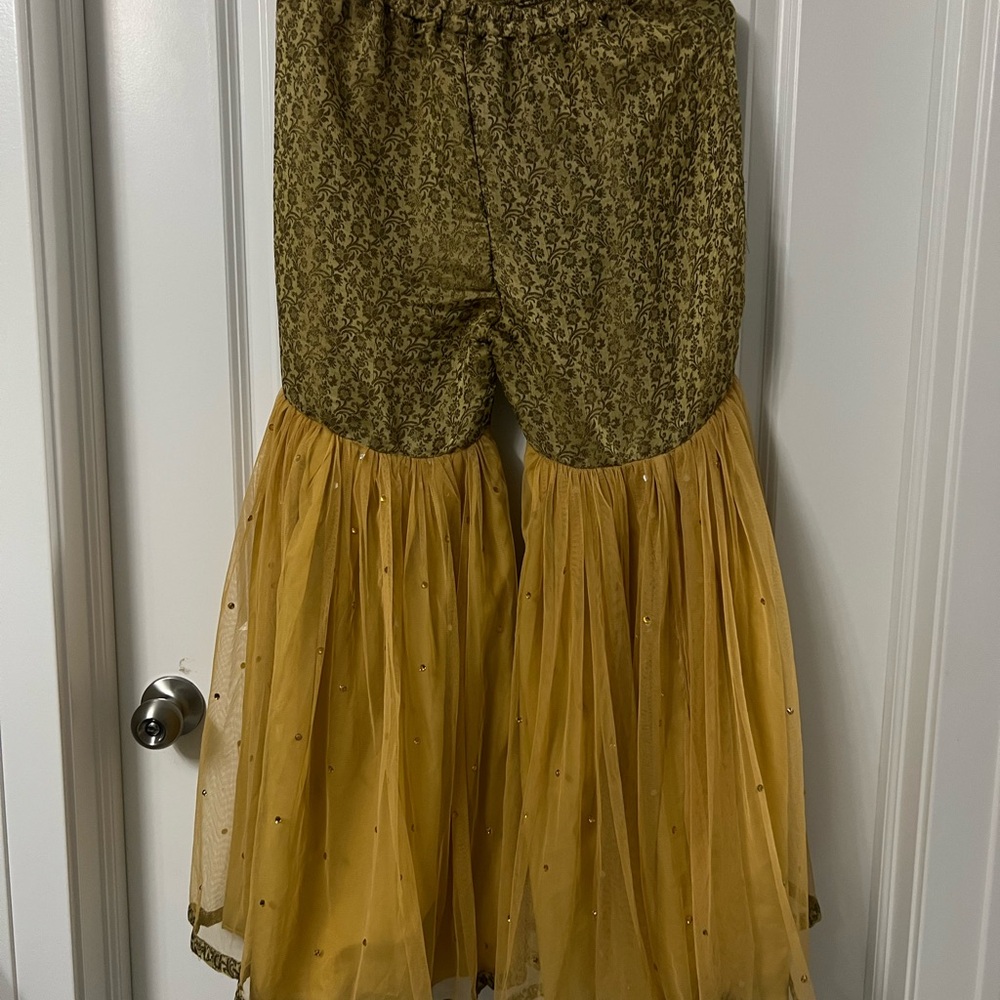 Gold/Orange Lace and Tulle Gharara Pant
